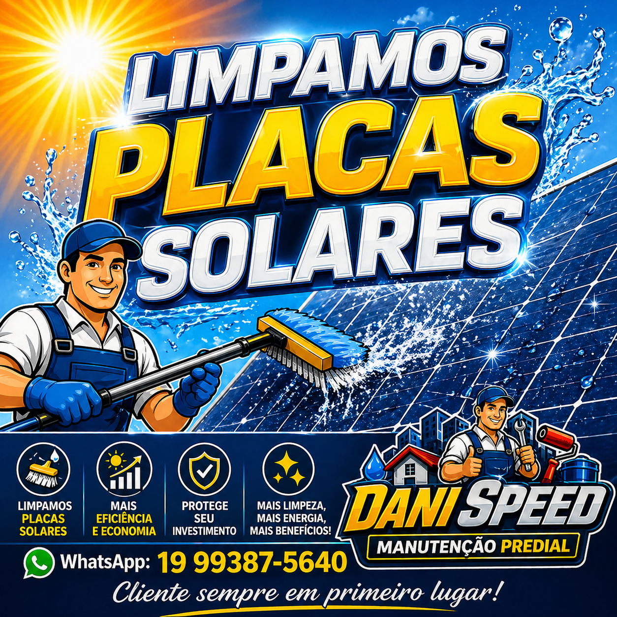 Limpeza placas solares