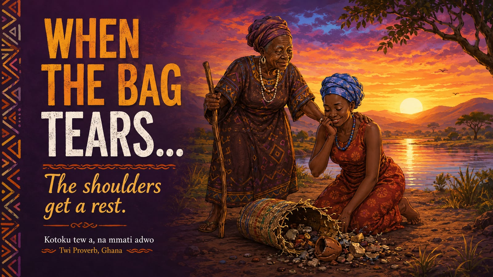 PROVERB OF THE MONTH: When the bag tears, the shoulders get a rest.