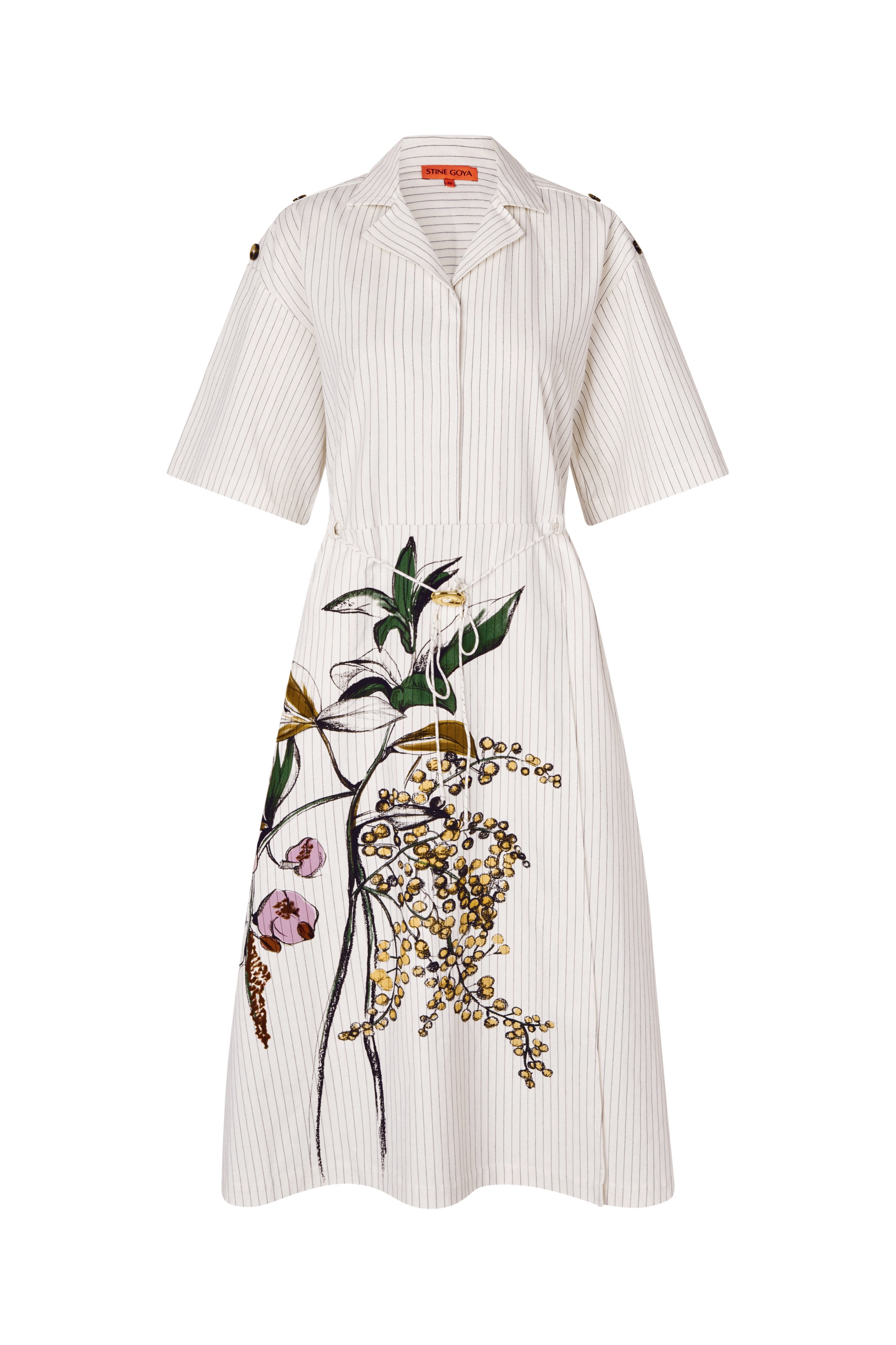 Stine Goya - Crisp Stripe Shirting, Workwear Midi Dress 