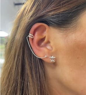 Aro cuff de plata cadena de 7cm (precio x unidad)