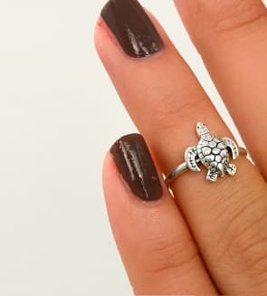 Anillo de plata midi falange con forma de tortuga marina