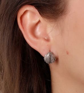 Aros de plata forma caracol con detalles trabajados (precio x par)