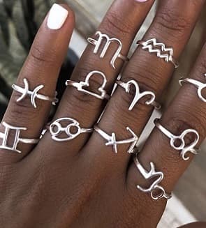 Anillo de plata de signo zodiacal (precio x unidad)