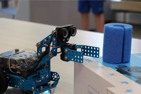 A robotics project reaching for a piece of foam