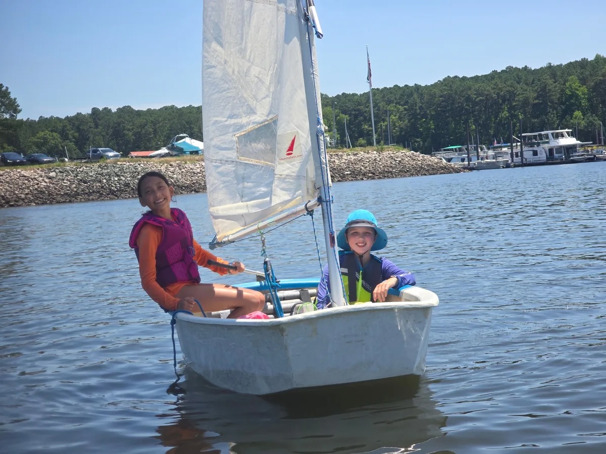 Learning sailing skills at Carolina Summer Sailing Camp.