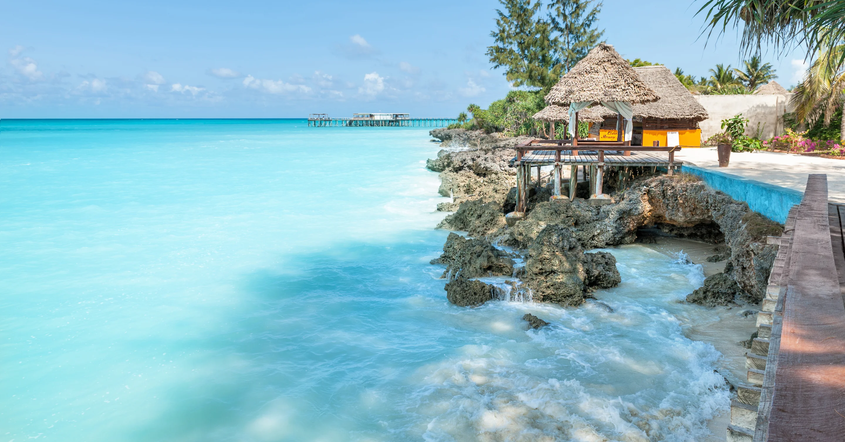 Zanzibar rocky beach shoreline