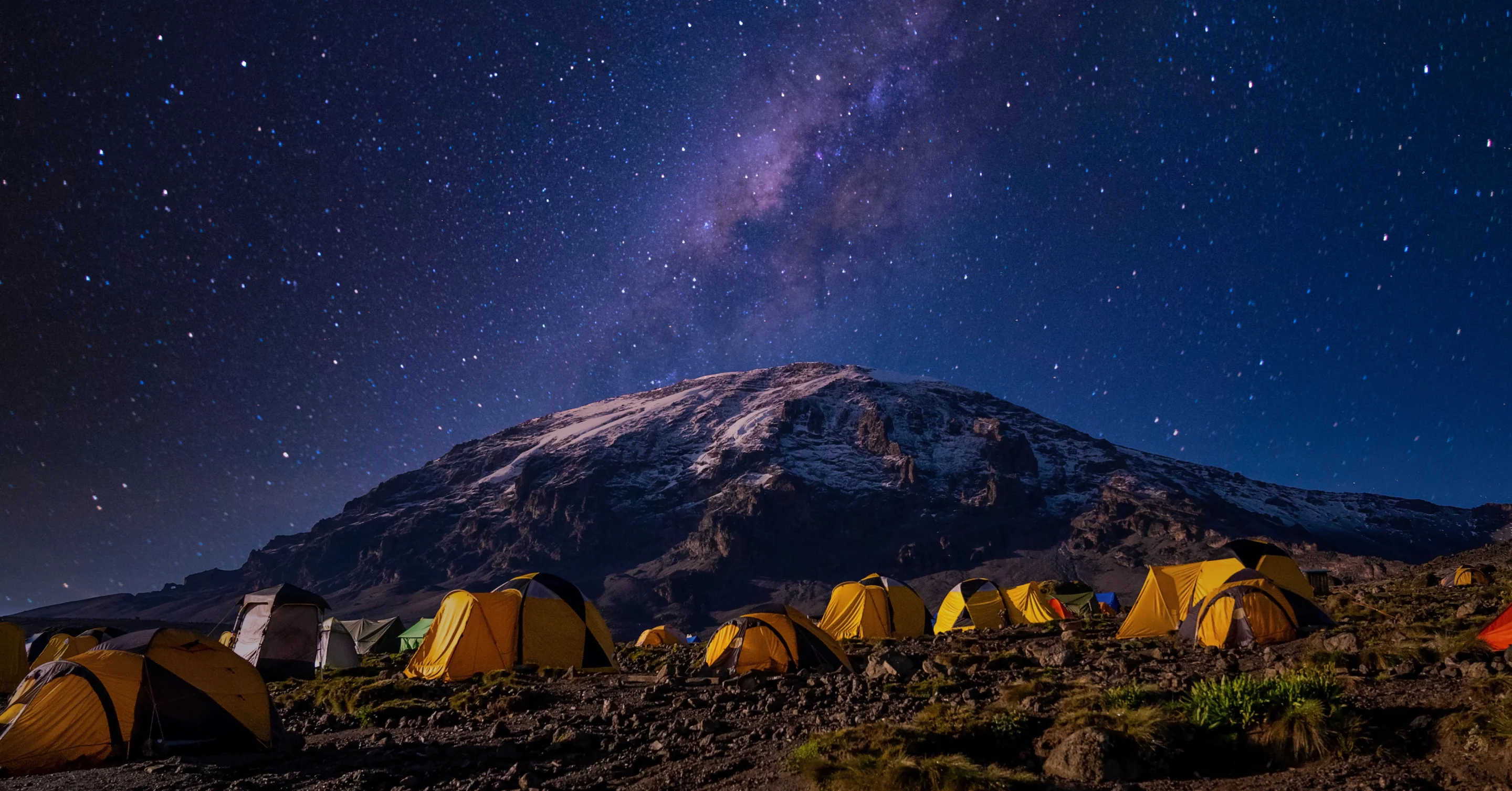 Mount Kilimanjaro base camp at night