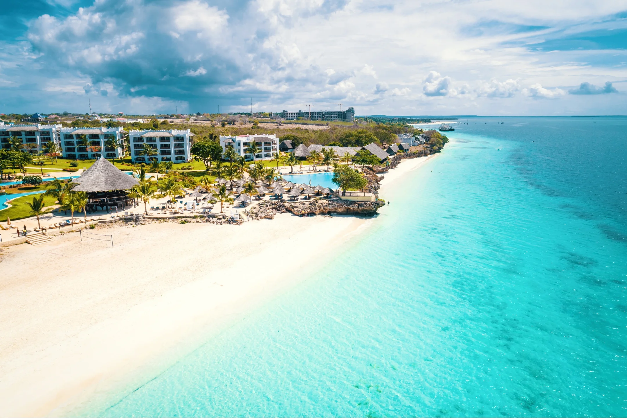Luxury beach resort along the coast of Zanzibar