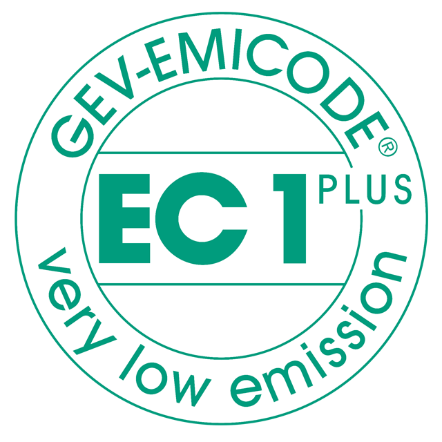GEV-EMICODE® EC1PLUS-Logo, das ein Produkt mit sehr geringen Emissionen anzeigt (Sehr emissionsarm).