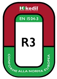 Europäische Konformitätskennzeichnung EN 1504-3, Klasse R3, der Marke Kokedil für Bauchemikalien.