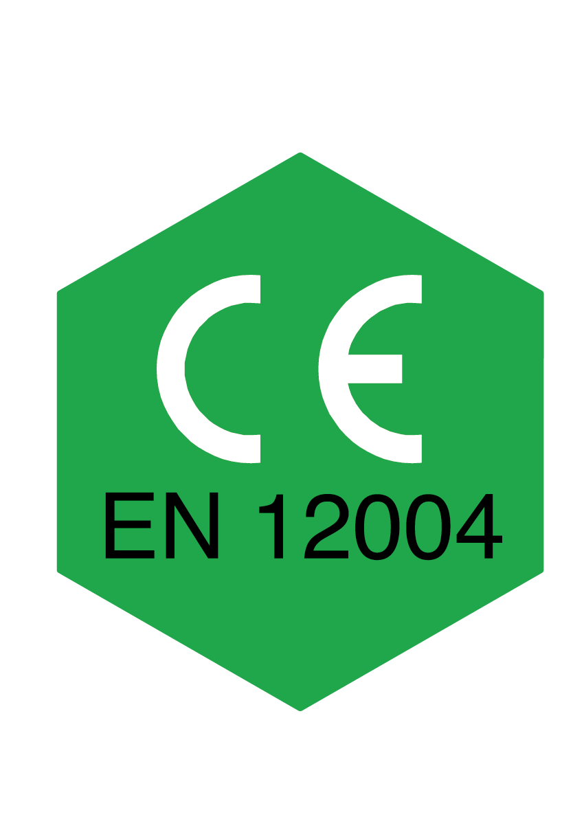 Il marchio di conformità CE EN 12004 indica che un prodotto soddisfa gli standard europei per gli adesivi per piastrelle.