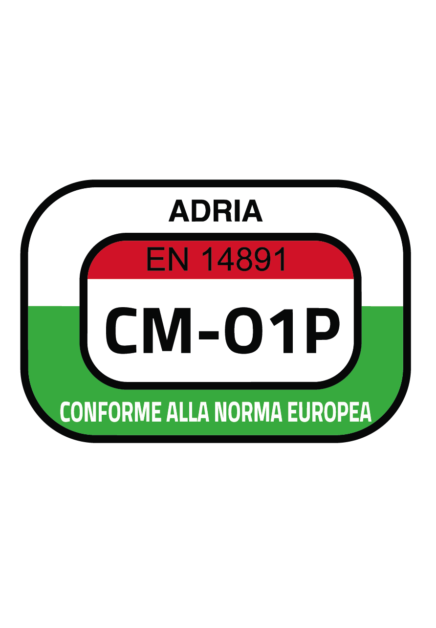 ADRIA logo compliant with European standard EN 14891 CM-01P.