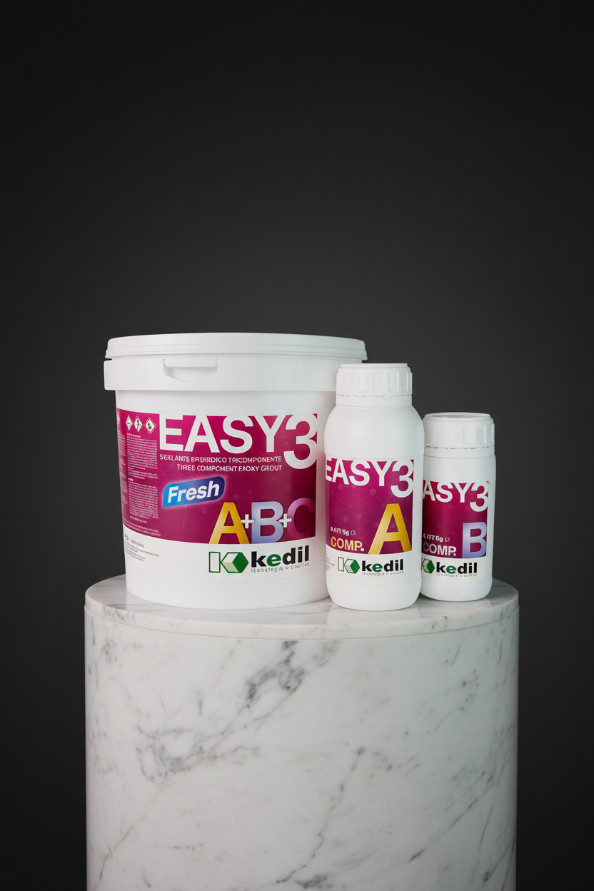Easy3 Fresh three-component epoxy sealant. Available in three components A, B and C.