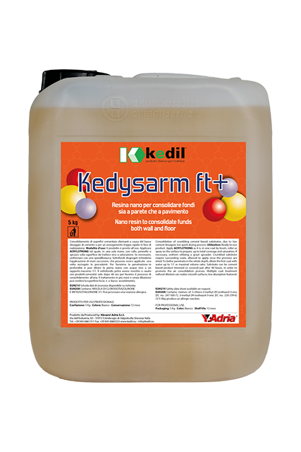 Ein 5 kg Behälter Kedysarm ft+ Nanoharz von Kedil zur Konsolidierung von Wand- und Bodenuntergründen.