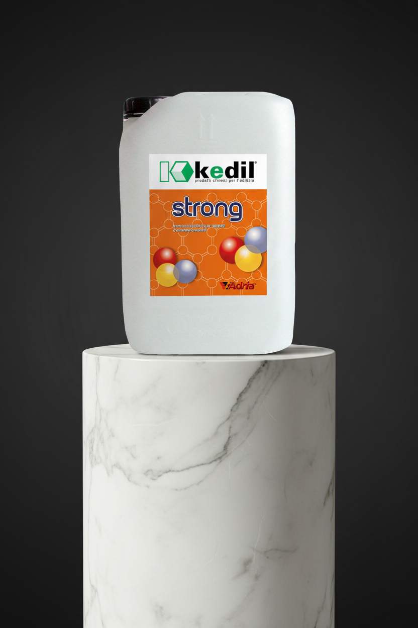 A K-Edil strong container on a marble pedestal.