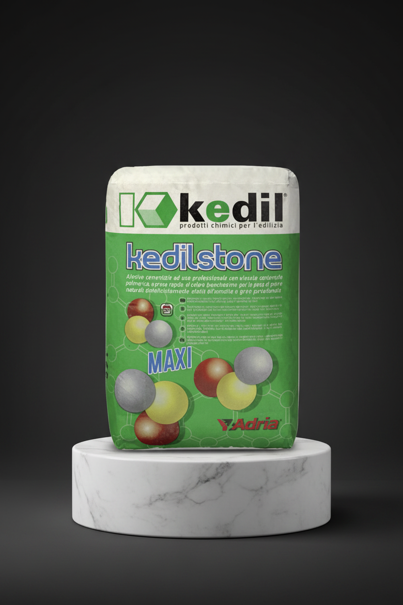 A bag of Kedilstone Maxy mortar on the pedestal.