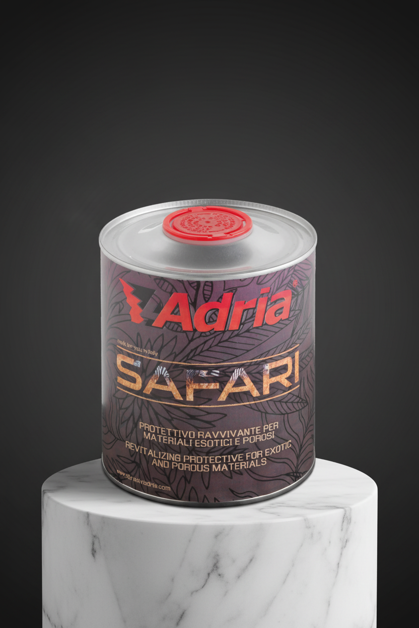 Jar of protective coating for exotic and porous materials, Adria brand.