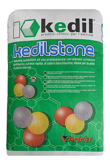 A bag of Kedilstone tile adhesive.