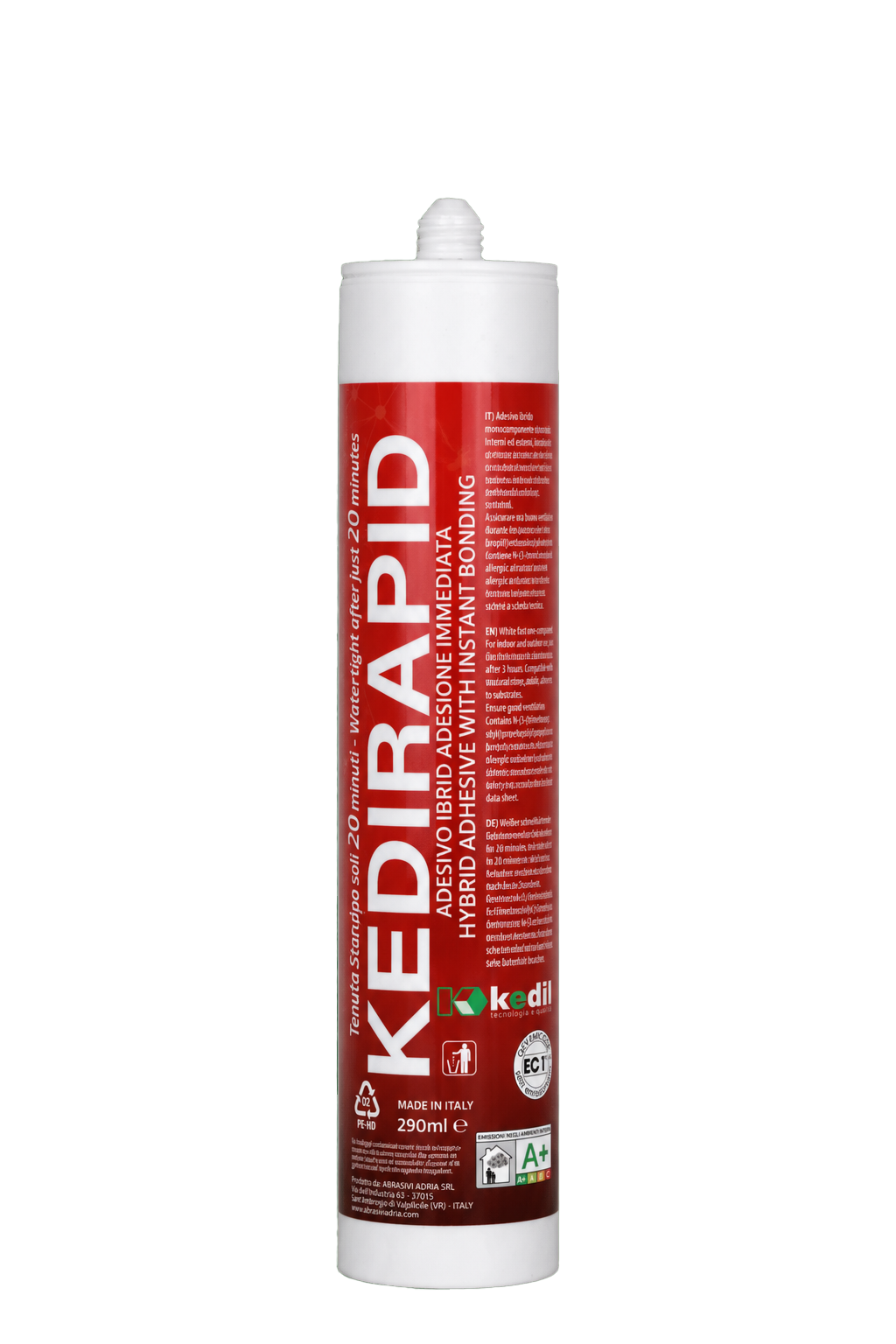 KEDIRAPID Hybridklebstoff für sofortige Haftung, wasserdicht in nur 20 Minuten. Hergestellt in Italien, 290ml.