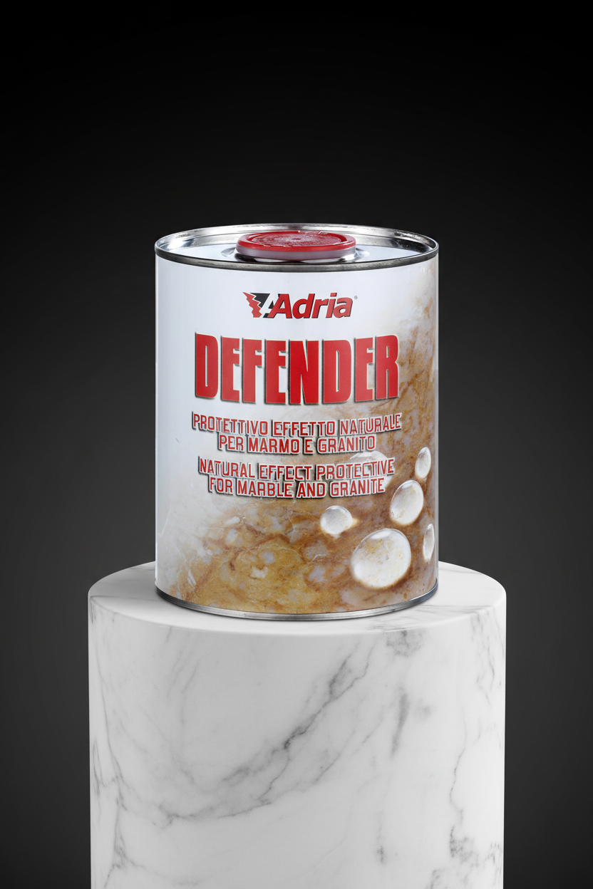 Un'immagine del Defender Adria per marmo e granito, protettivo ad effetto naturale.