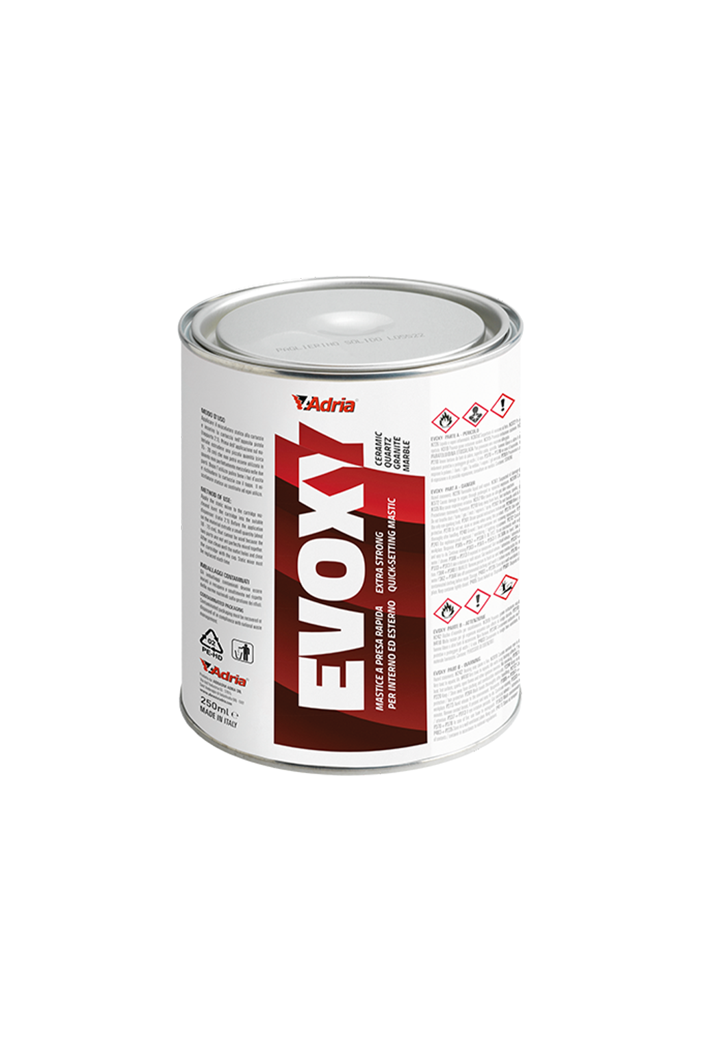 A can of quick-setting Evoxy mastic from Adria.