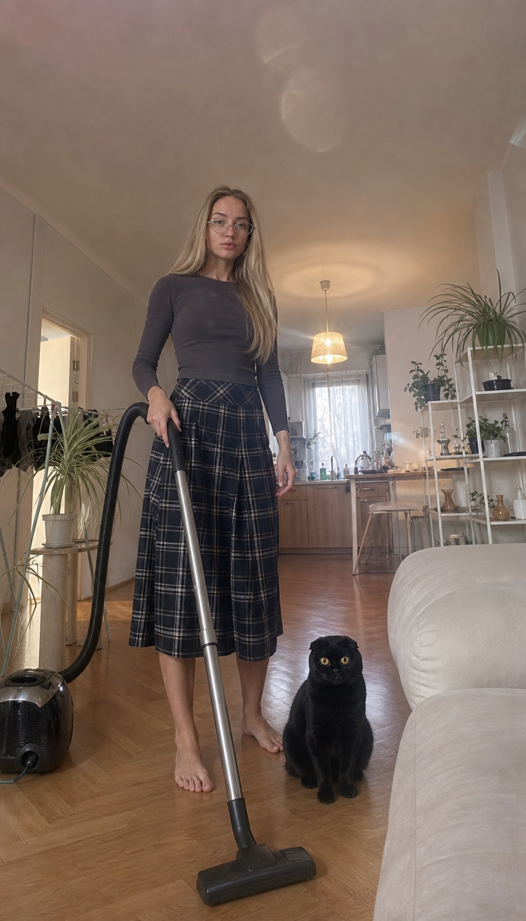 The cat helps clean up 1