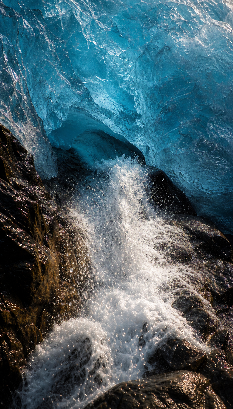 The glacier flows even in winter
