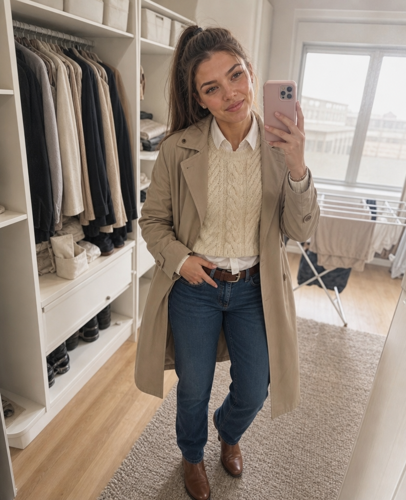 Trench coat and sweater 4