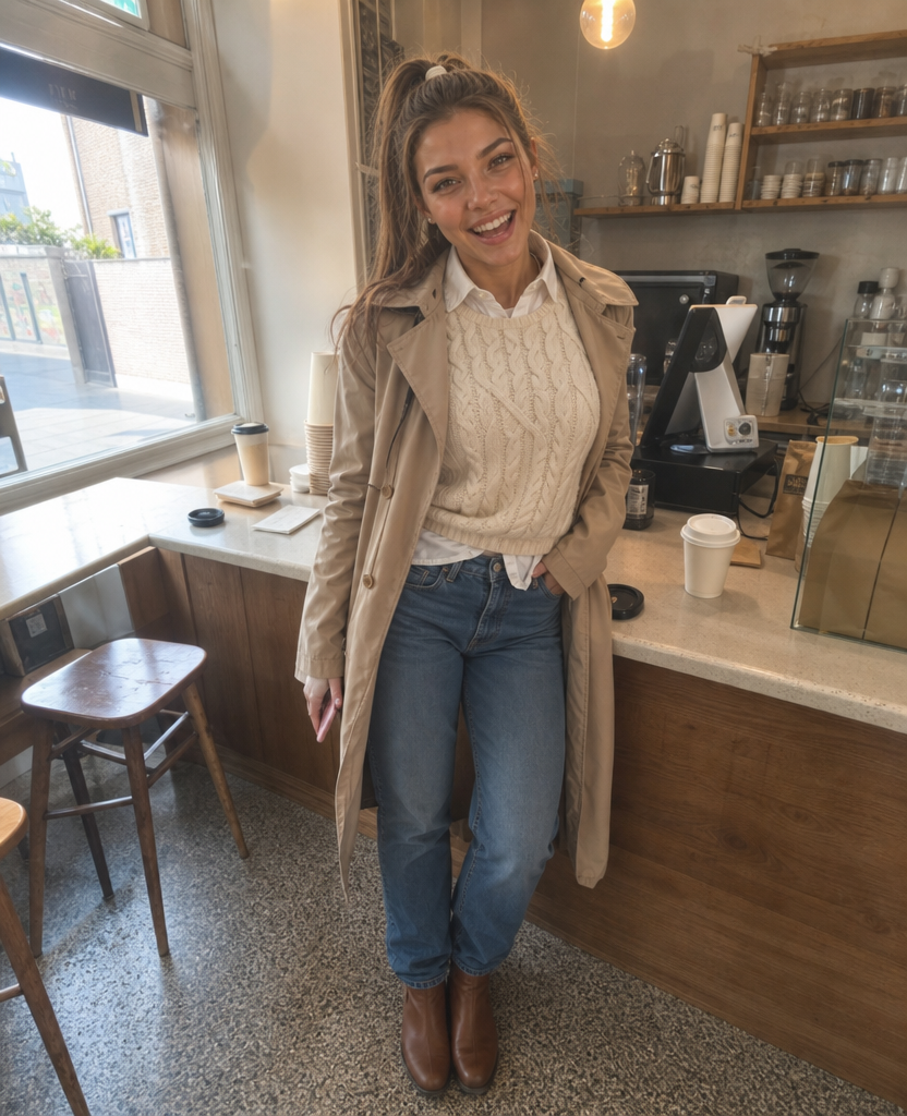 Trench coat and sweater 5
