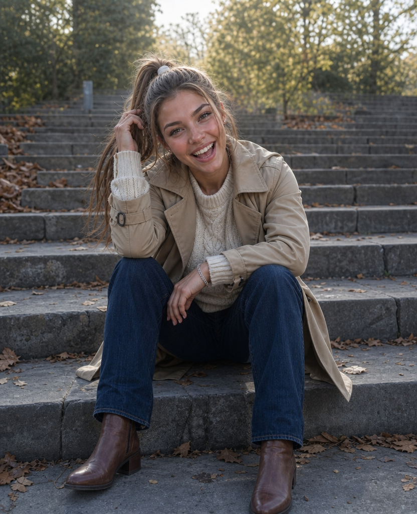 Trench coat and sweater 6