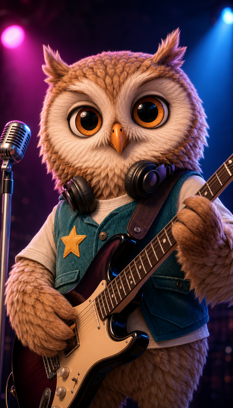With a guitar on stage