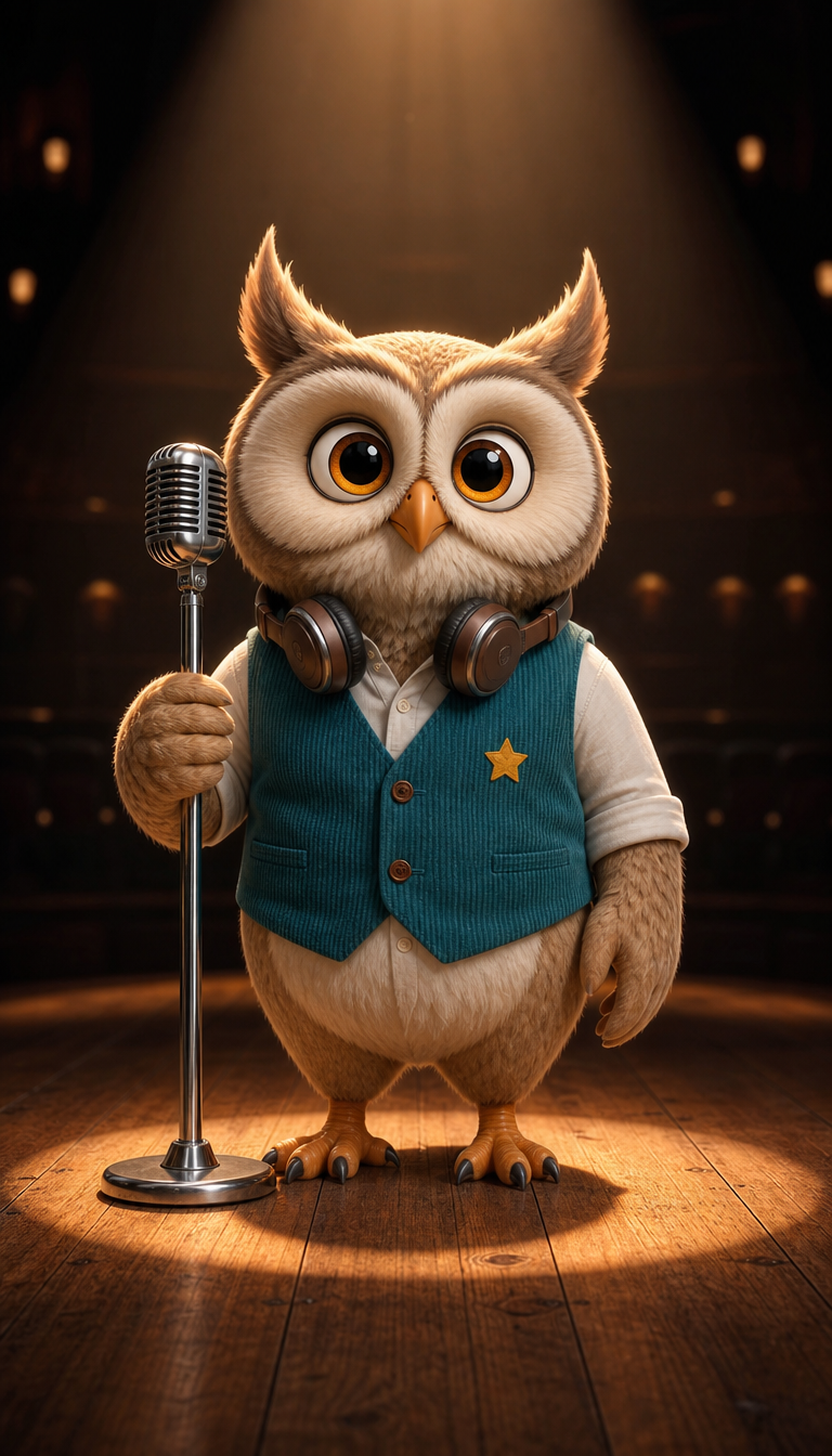 At the microphone stand