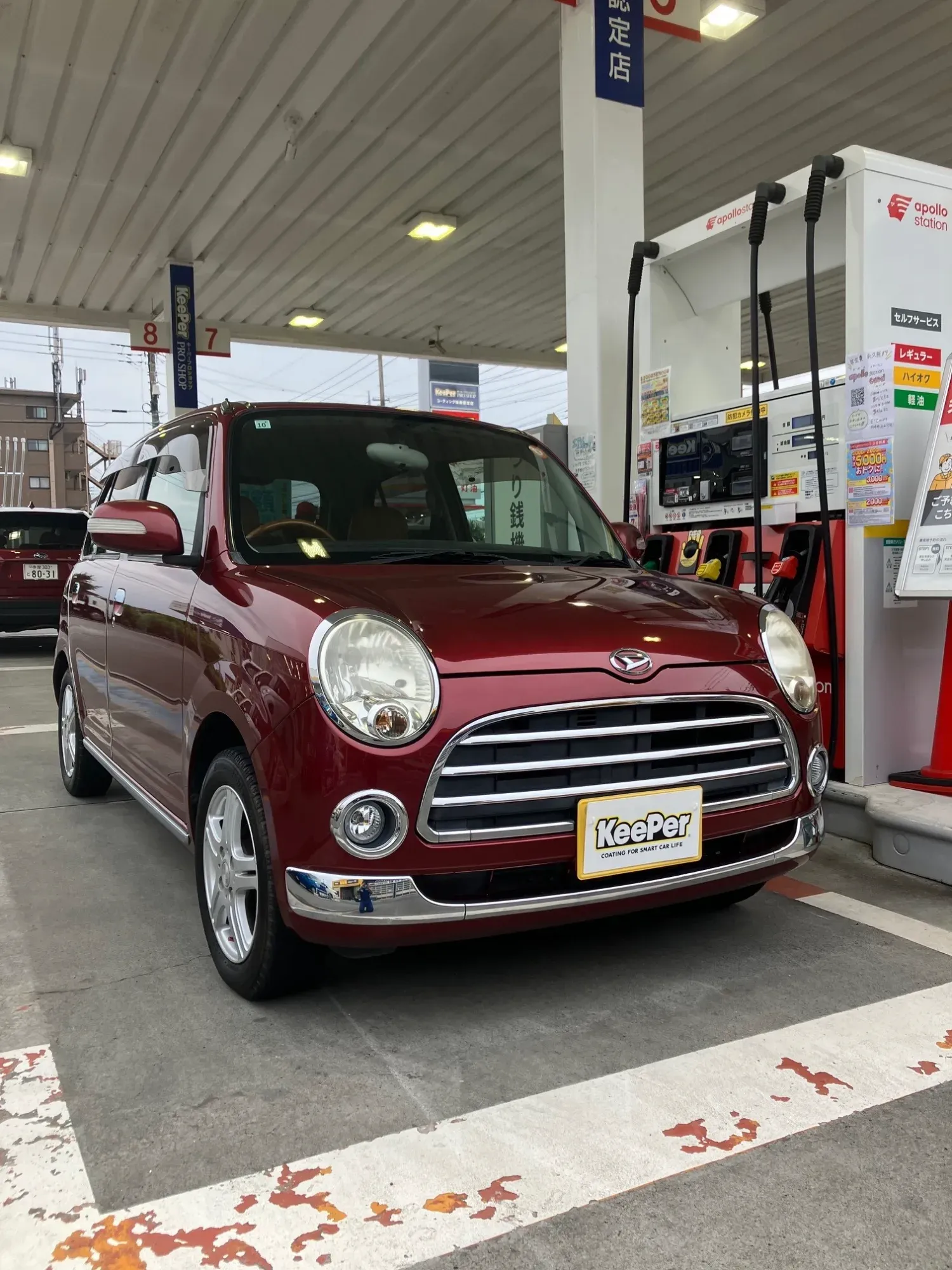 ダイハツミラジーノにクリスタルキーパーを施工した中古車・経年車黒色系ガラスコーティング事例