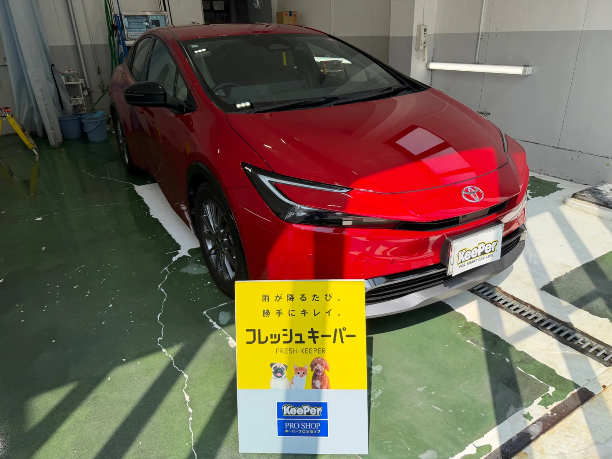 トヨタ プリウス中古車・経年車にフレッシュキーパーガラスコーティング施工