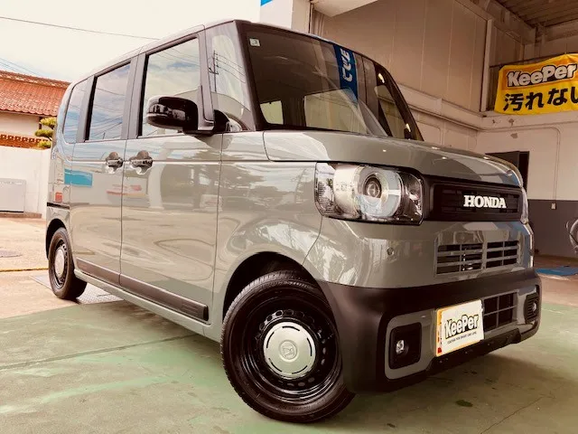 ホンダN-BOX+へフレッシュキーパー施工、軽自動車・シルバー系、ガラスコーティング事例