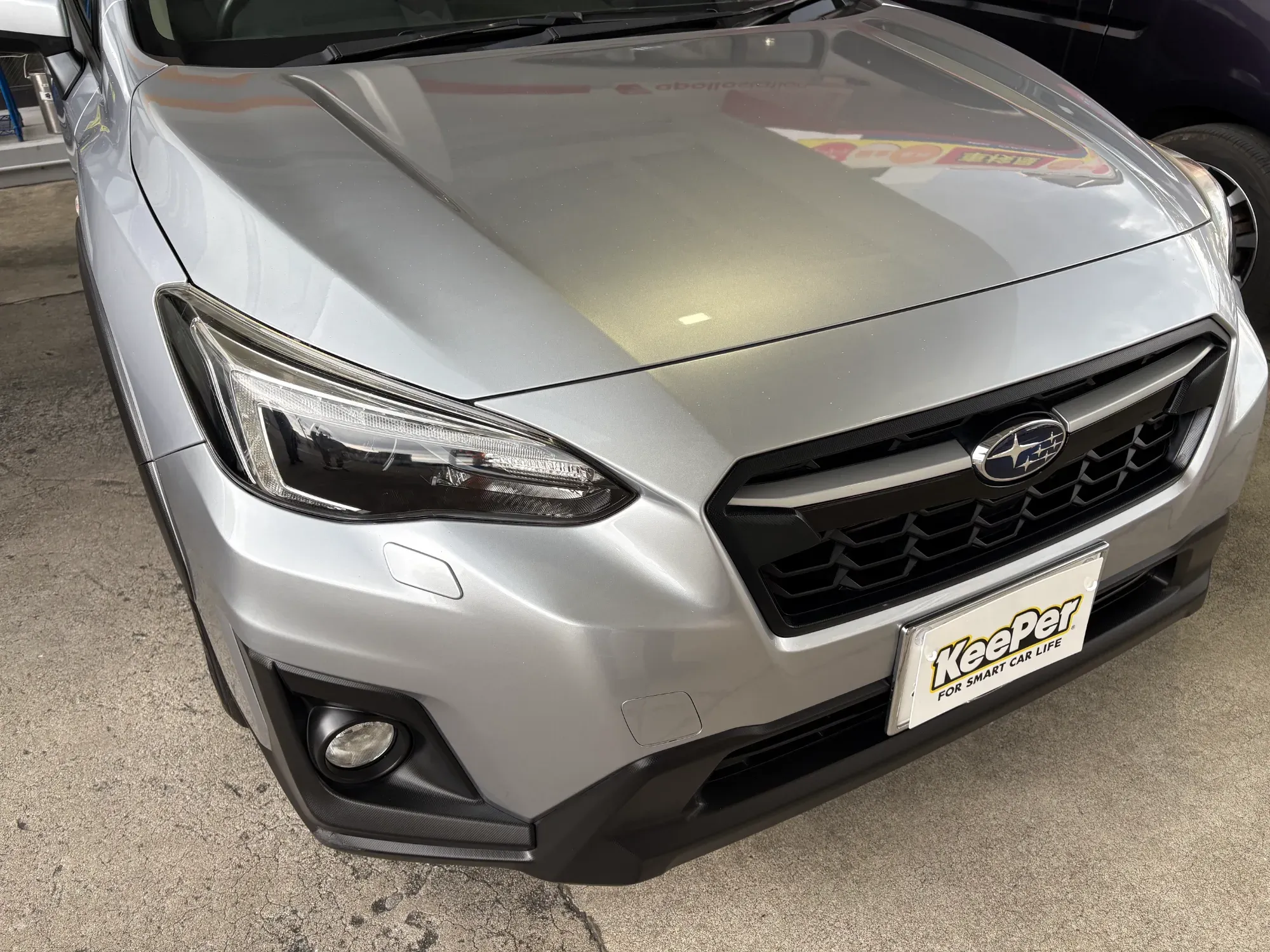 スバルXVへのフレッシュキーパー施工、SUV・クロカン、シルバー・グレー系、ガラスコーティング