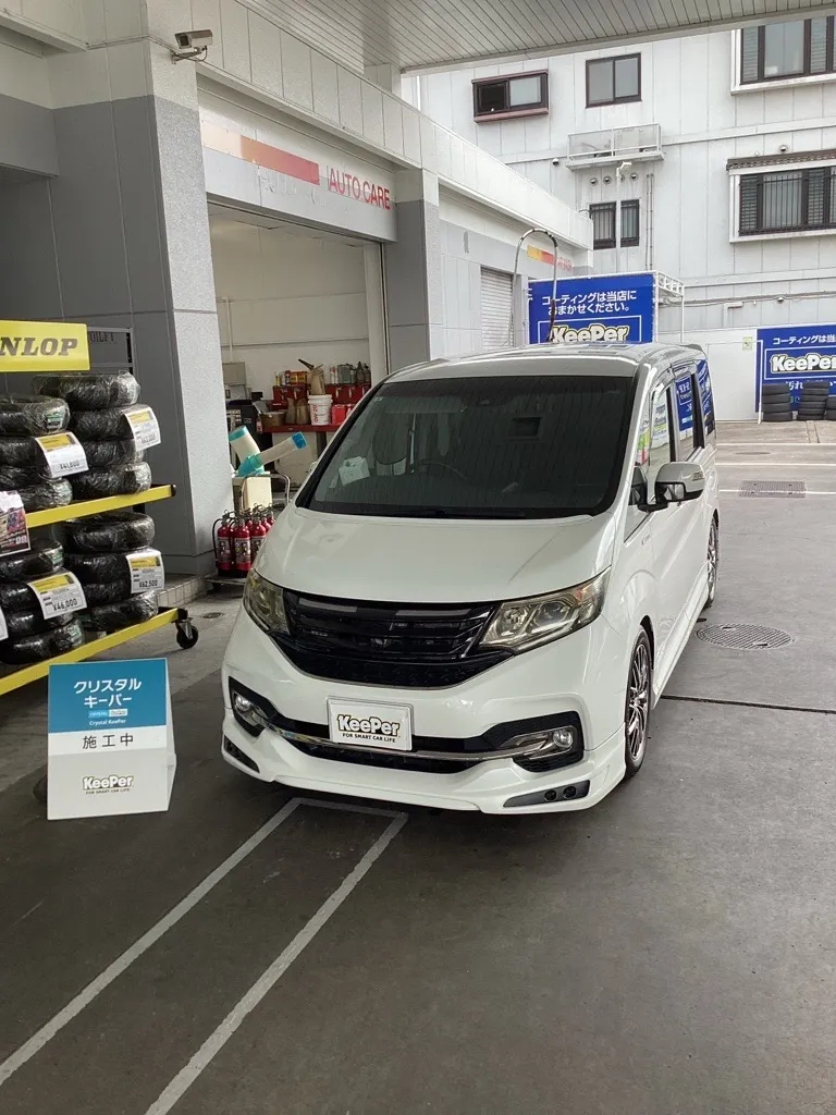 ホンダ ステップワゴンスパーダ ホワイト クリスタルキーパー施工 ミニバンガラスコーティング