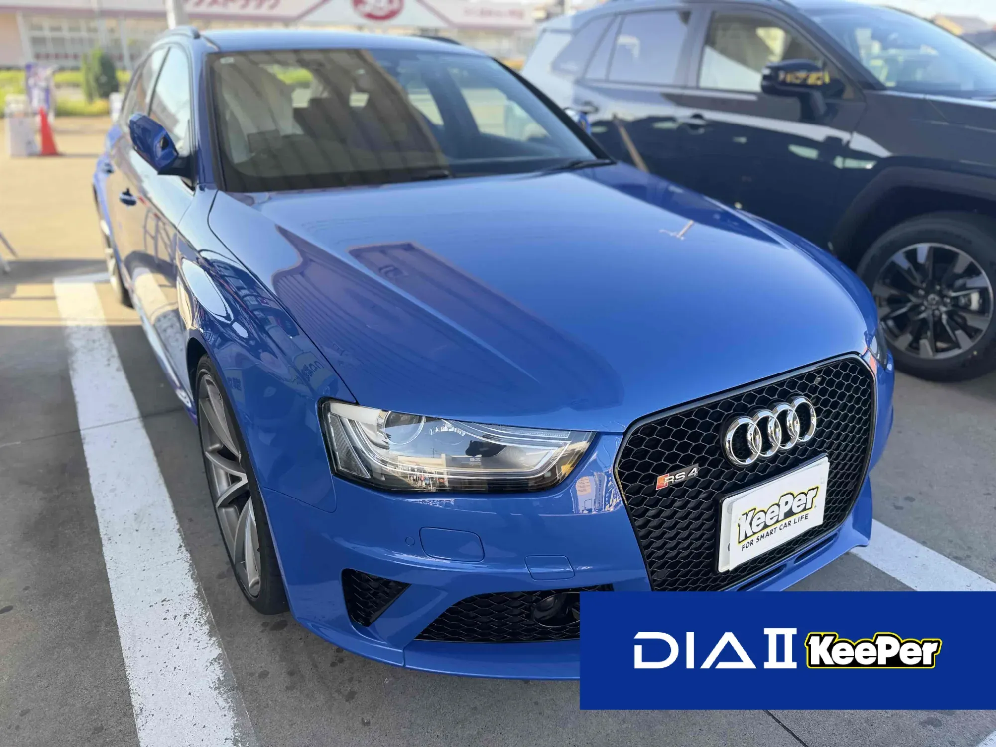 アウディRS6アバントへダイヤⅡキーパー施工、ホワイト系中古車にガラスコーティングと撥水仕上げ