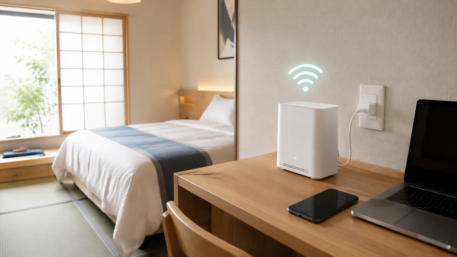 Japan minpaku guesthouse hotel room guest Wi-Fi no-construction home Wi-Fi setup