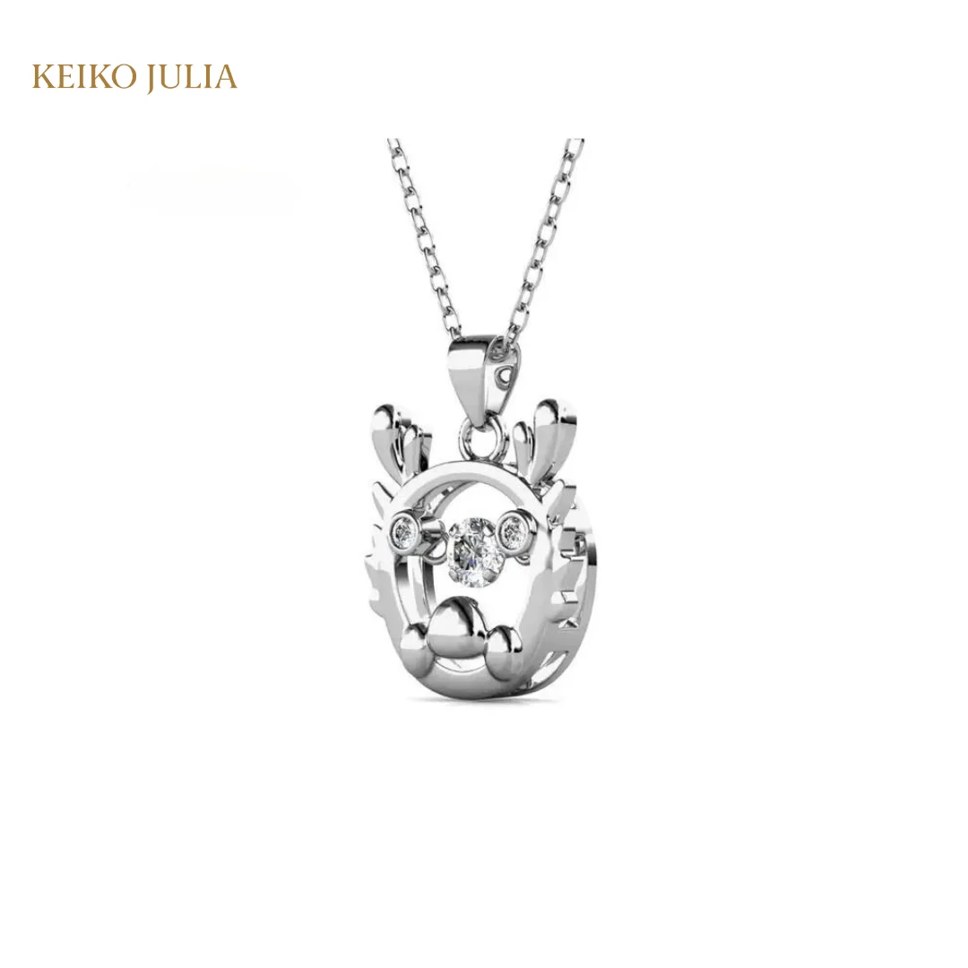 Dragon Dancing Crystal Necklace WG