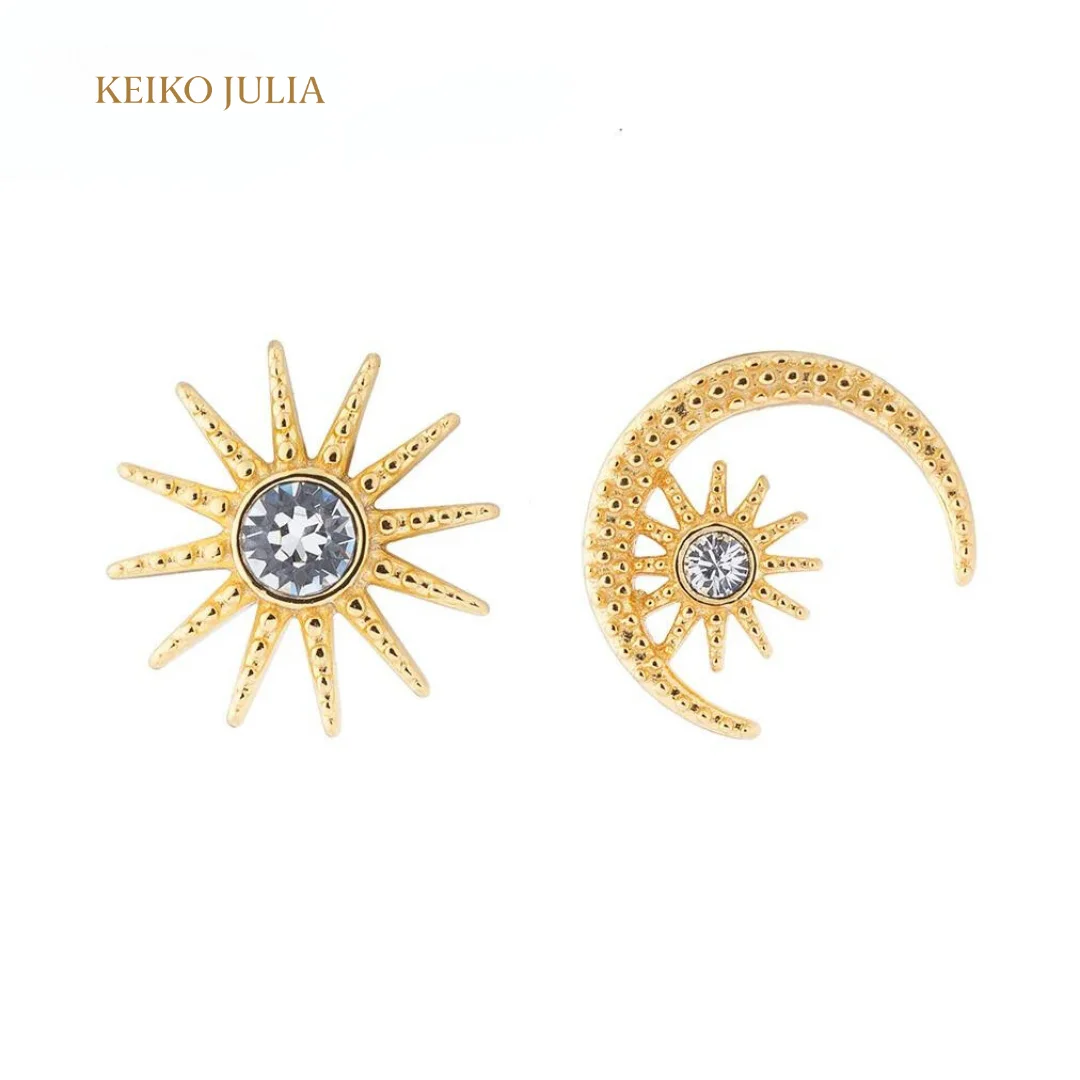 Moon Star Stud Earrings