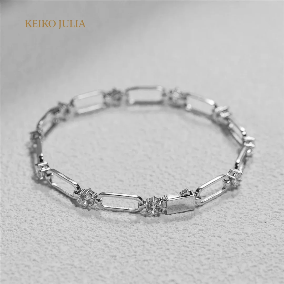 Paperclip Diamond Bracelet 7 inch