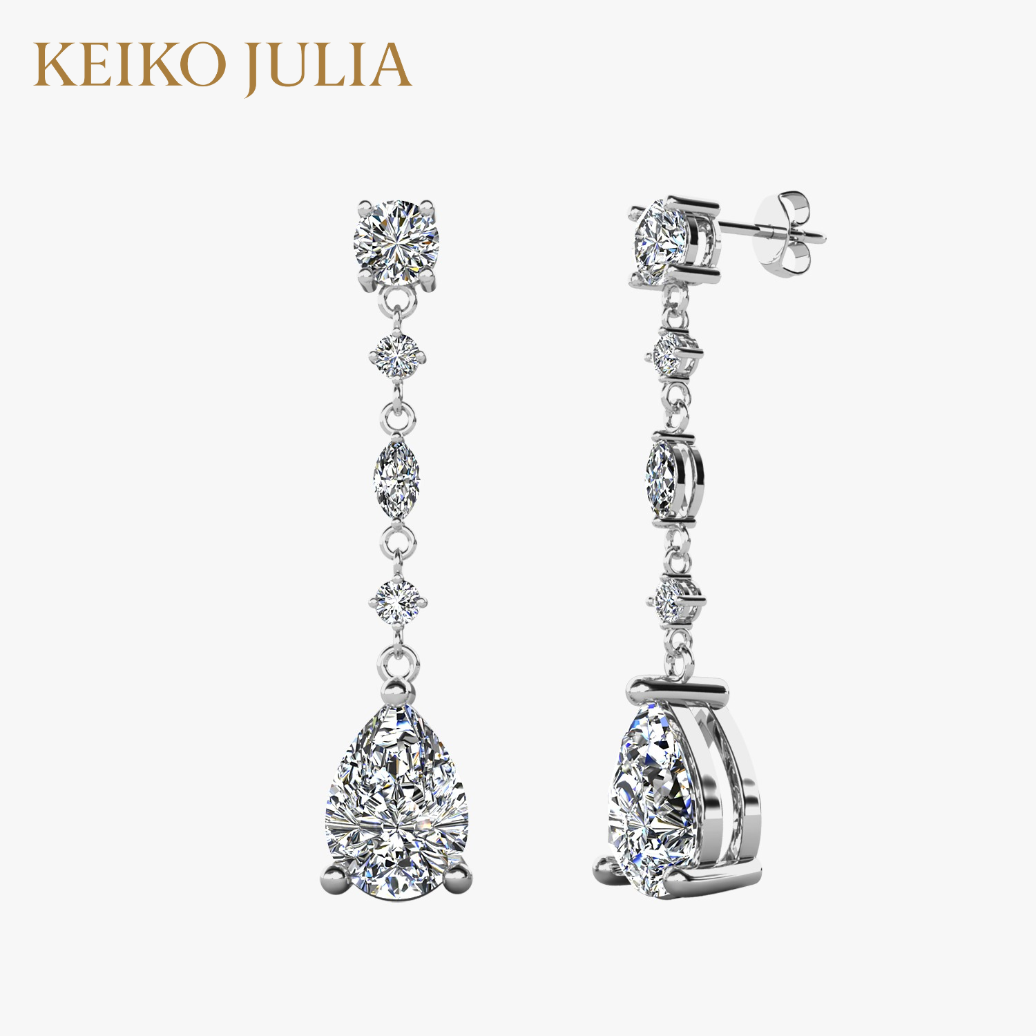 Celeste Marquise & Pear Diamond Drop Earrings