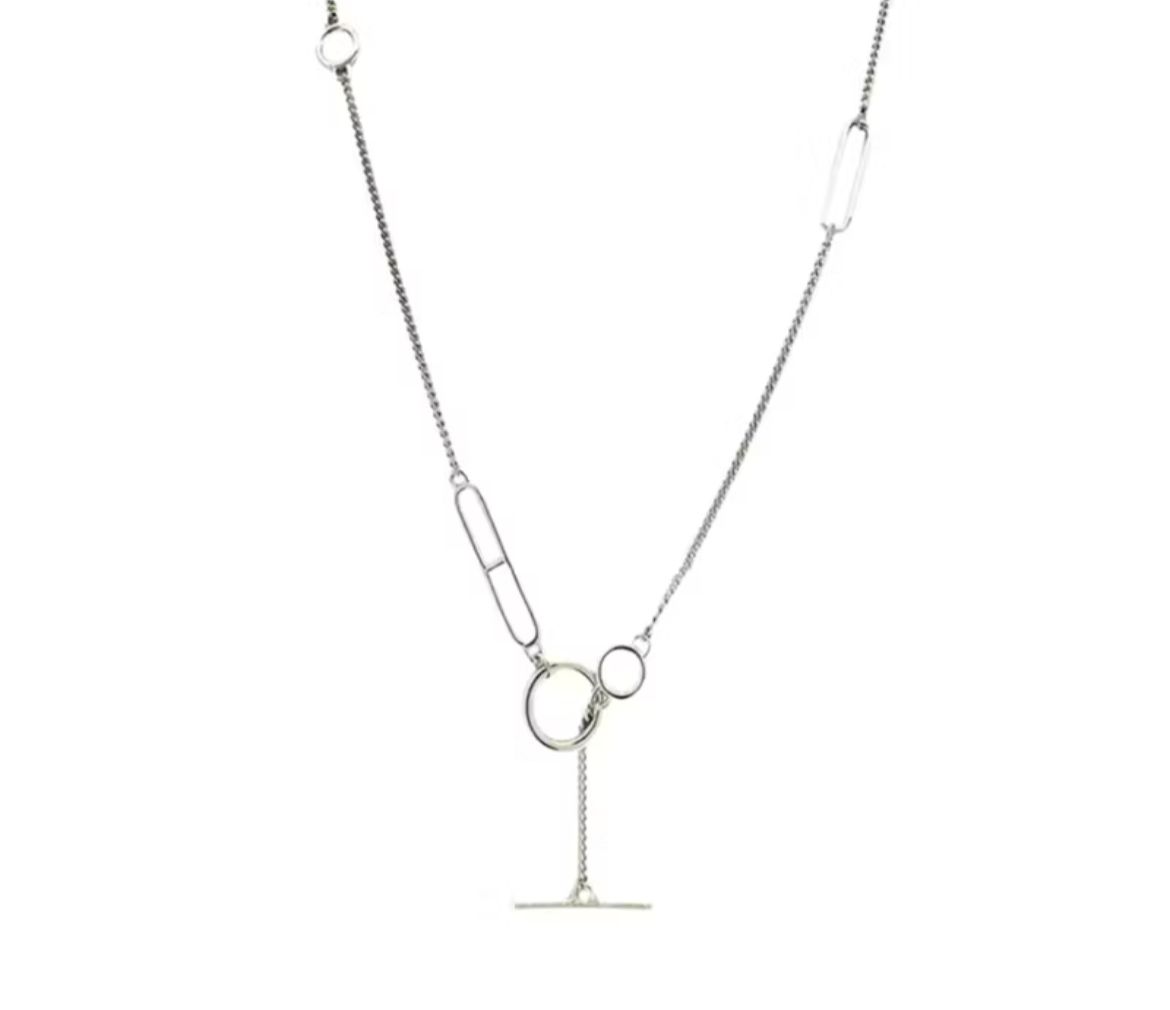 Simple Chain T Bar Necklace WG