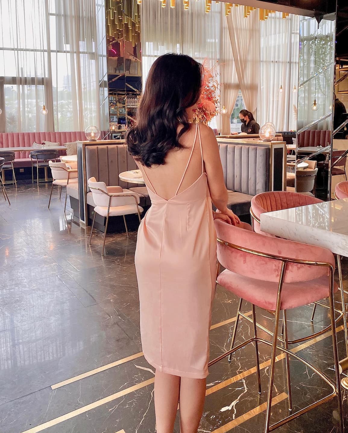 Jovene Satin Low-back Dress Details