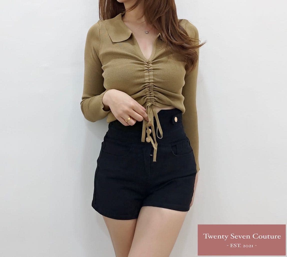 New Fashion Drawstring Long Sleeve Top