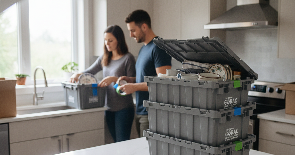 Comment emballer sa cuisine sans rien casser : la méthode avec bacs empilables