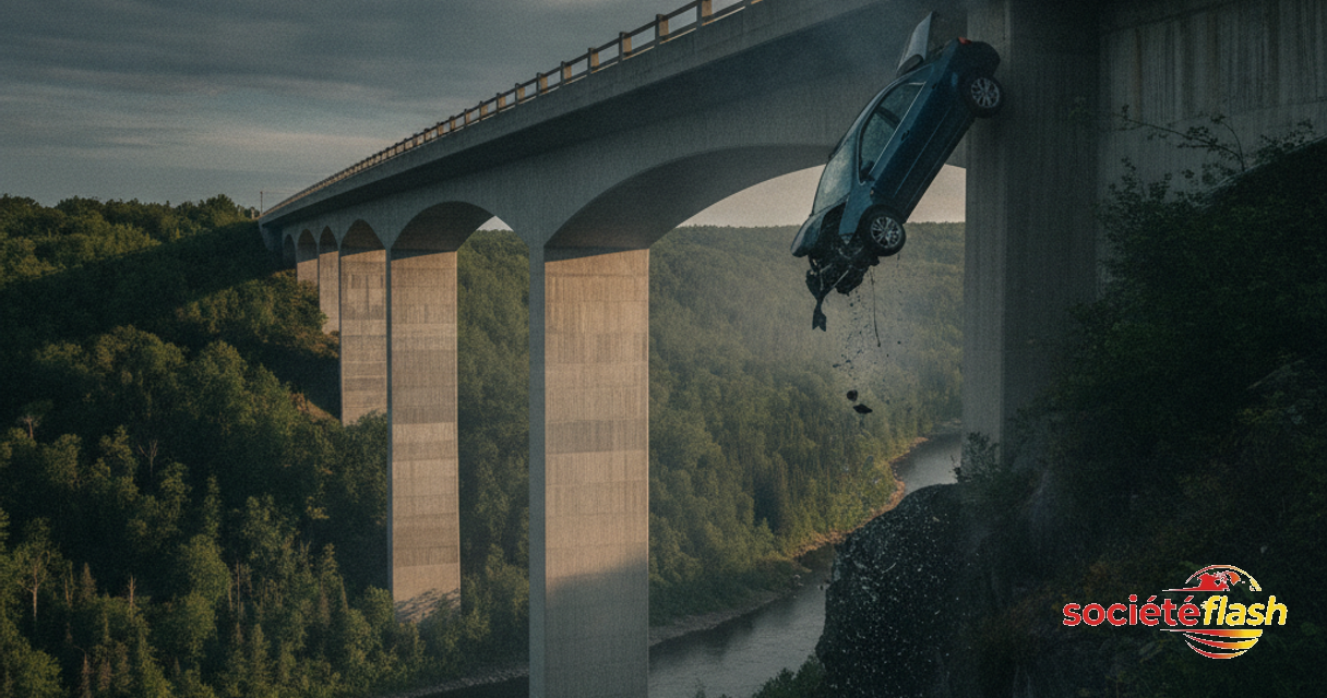Chute d’un viaduc à Québec: il se serait étouffé puis évanoui au volant