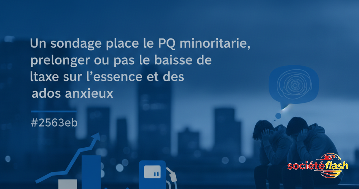 Un sondage place le PQ minoritaire, prolonger ou pas la baisse de la taxe sur l’essence et des ados anxieux