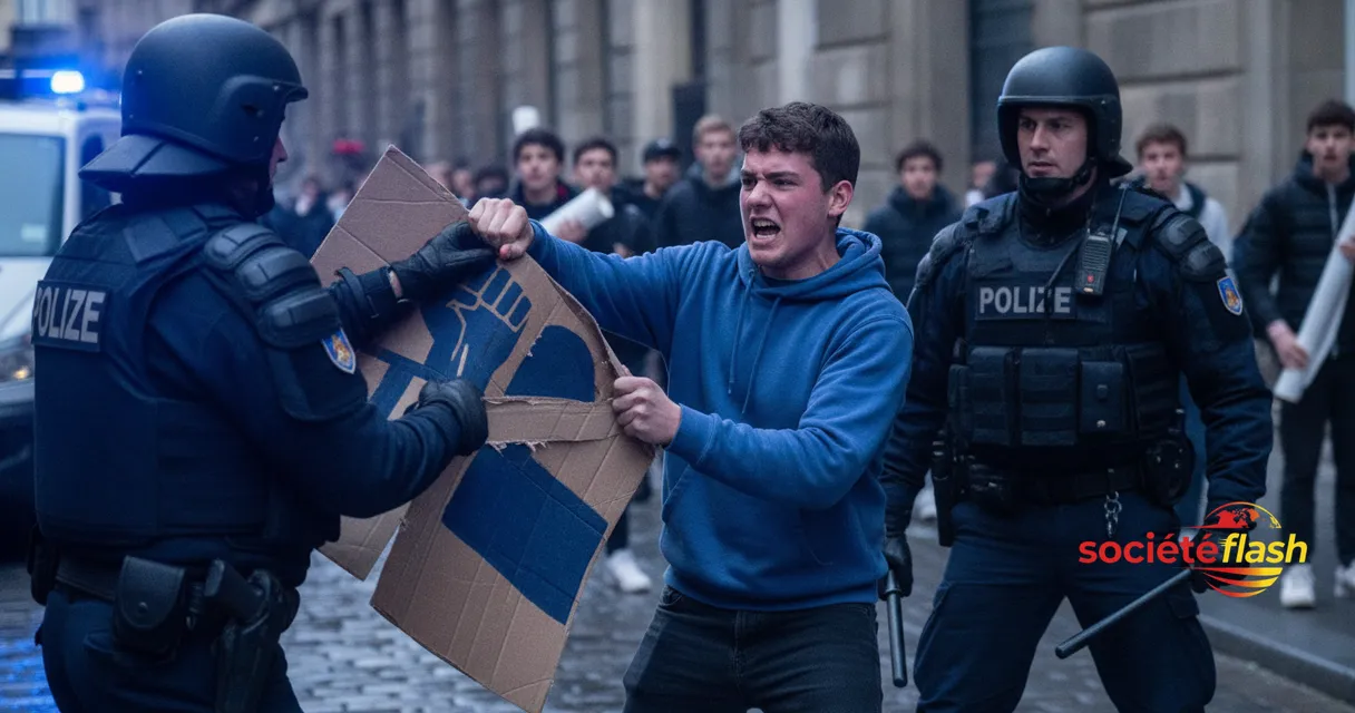 Colère des lycéens : Droit de la police sur les pancartes